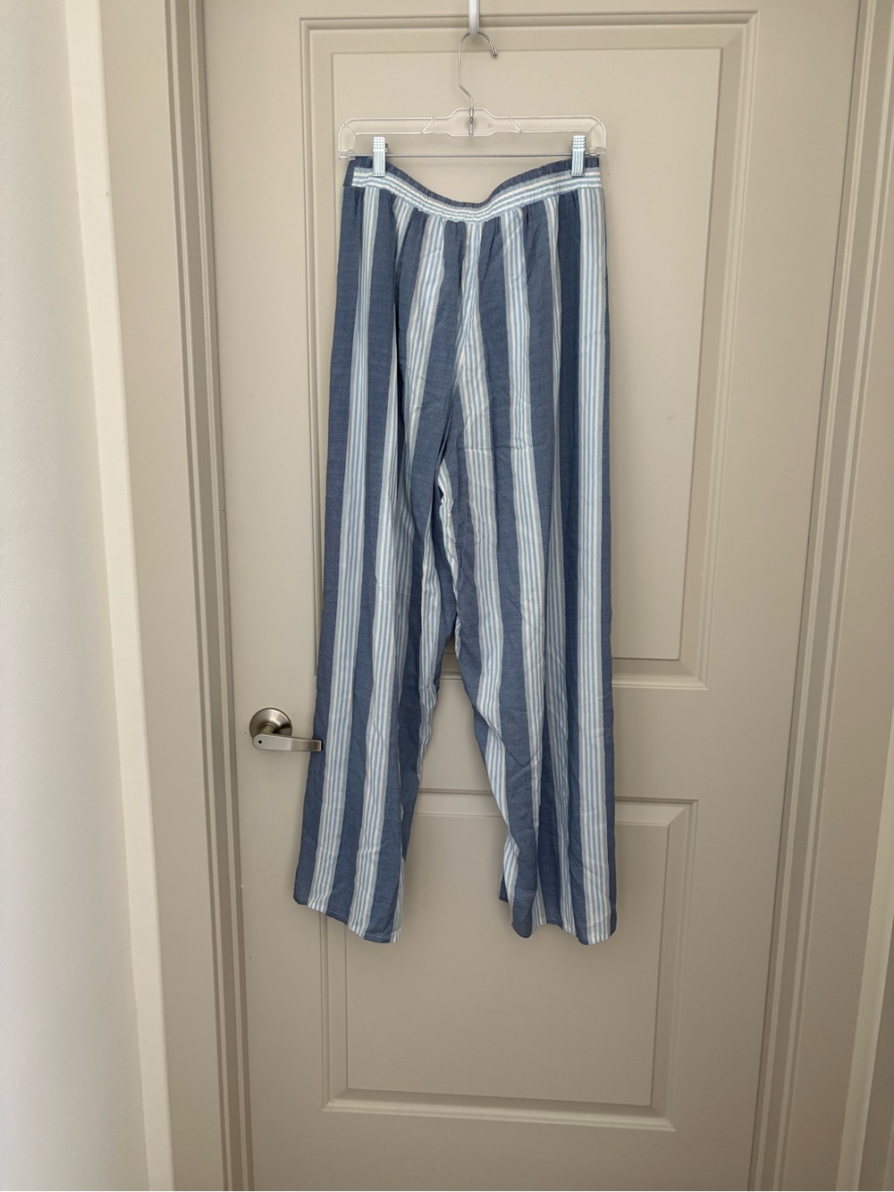 summersalt Blue and White Striped Tie-Waist Wide-Leg Pants NWT size M - Picture 5 of 6